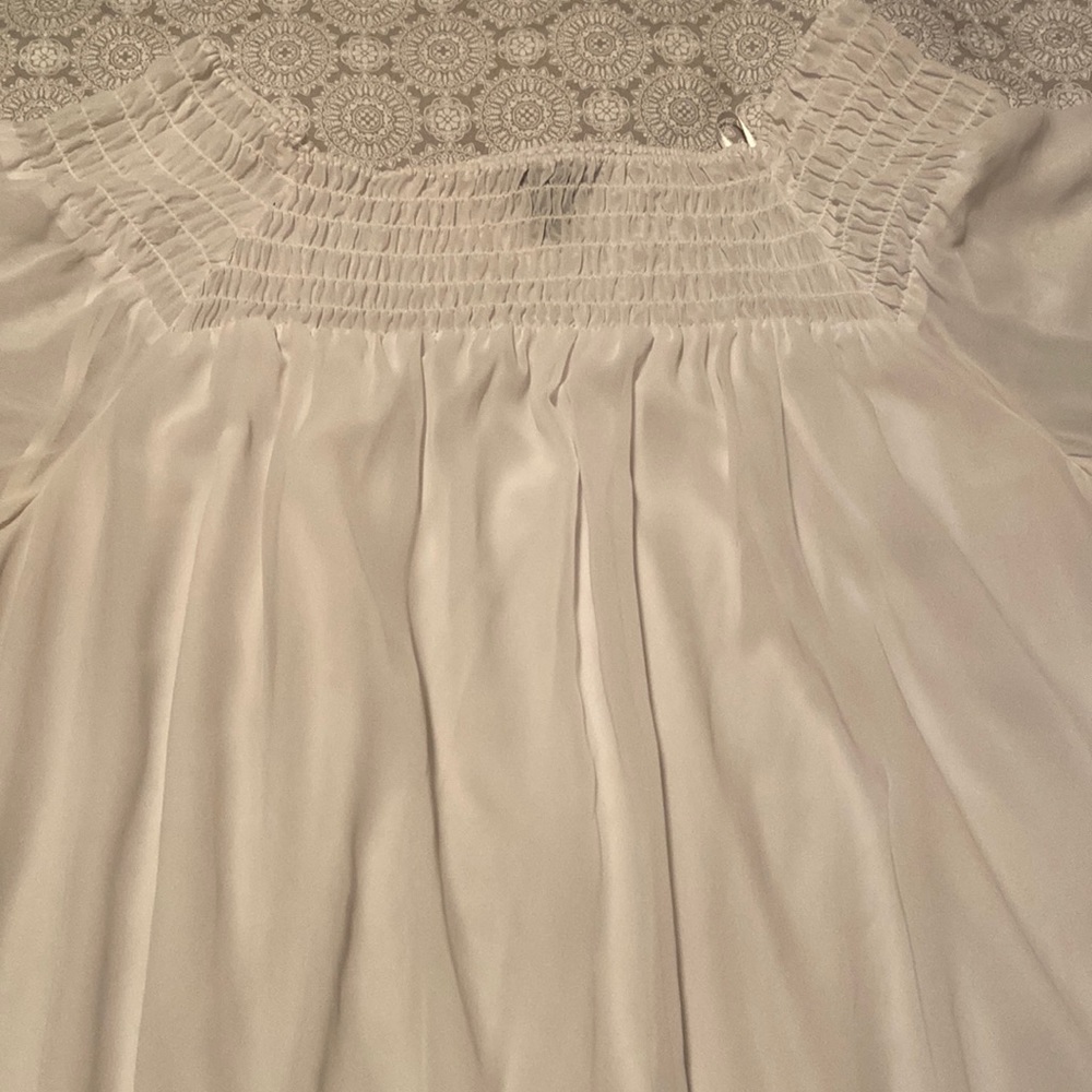 ALFANI White w/Black Embroidered Sleeve Blouse